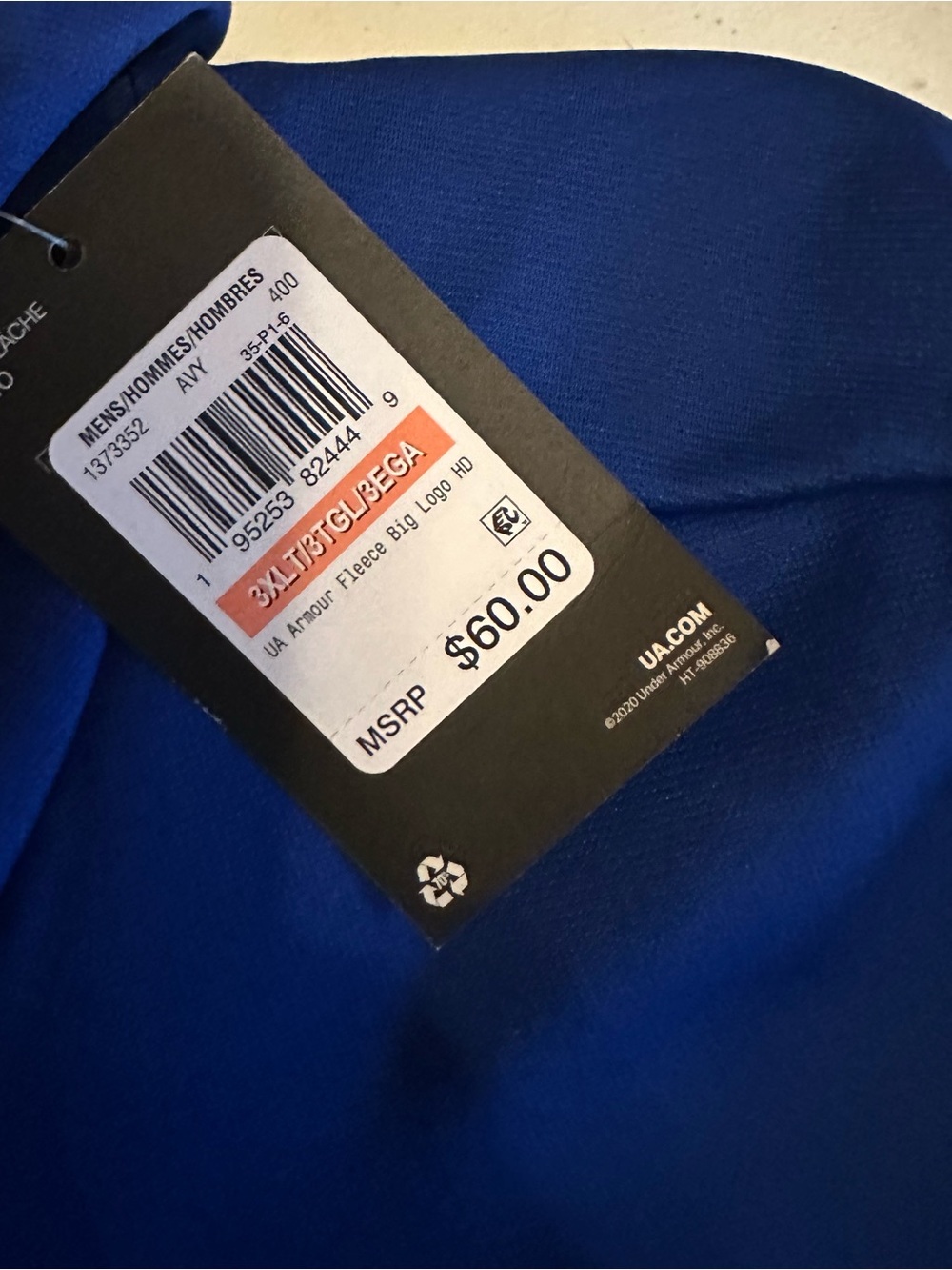 Under Armour Royal Blue Pullover Hoodie with Black Logo - Picture 4 of 7